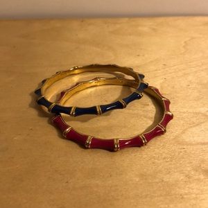Cobalt, pink with gold bamboo bangles